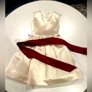 Dessy Girl ivory satin flower girl dress with tulle and ribbon - size 2 & 4